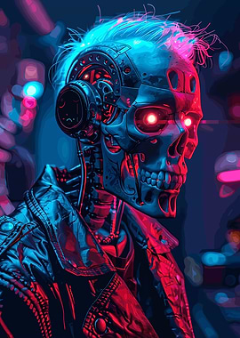Skull Robot Synthwave