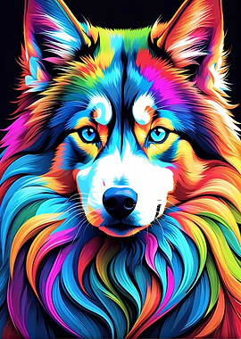 Rainbow Siberian Husky