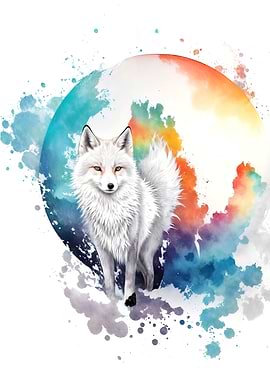 Watercolor Snow Fox