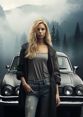 Nordic woman and car