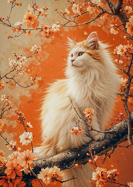 cherry blossom cat