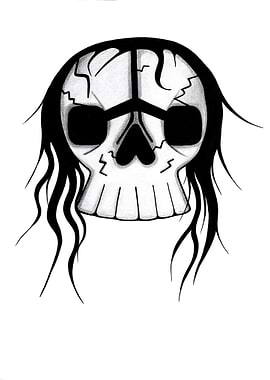 Skull with long hair