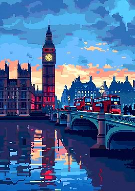 London Big Ben Pixel Art
