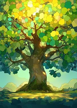 Shades of Green Tree Art