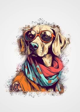 Dog with glasses