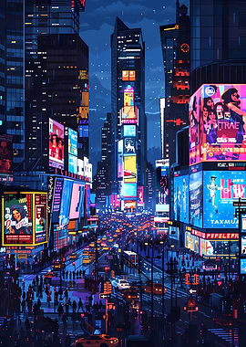 NYC Time Square Pixel Art