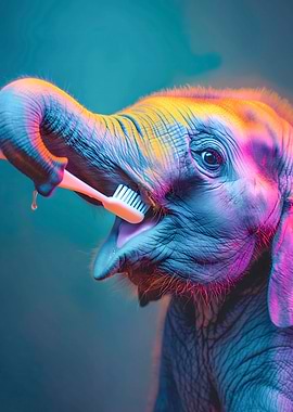 Elephant tooth brushing