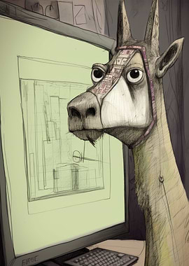 Llama at the computer