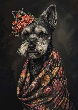 Dog with Flowers