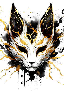 Ink Kitsune Mask