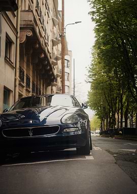 Maserati on the sidewalk