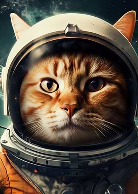 Cute cat in an astronaut
