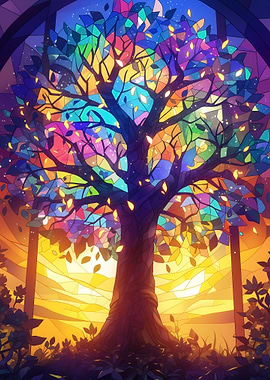 Stained Glass Magical Tree