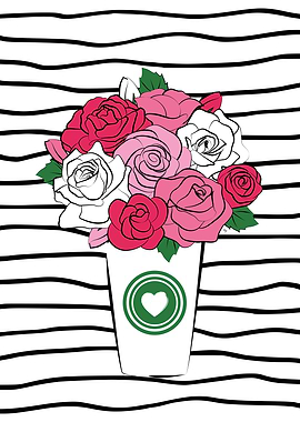 Pink Roses Coffee Cup