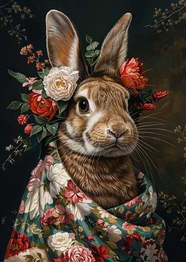 Rabbit with Flowers