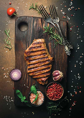 Rustic steak with spices