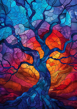 Stained Glass Magical Tree