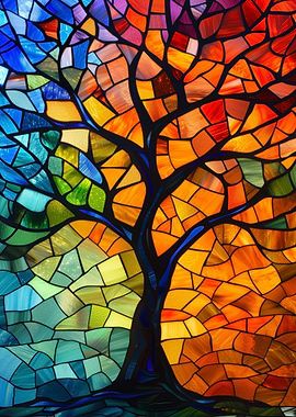 Stained Glass Vivid Tree