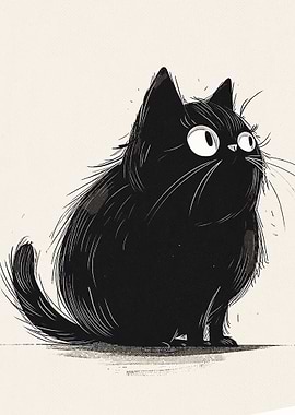 Funny Black Cat Art