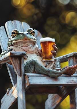 frog animal with beer