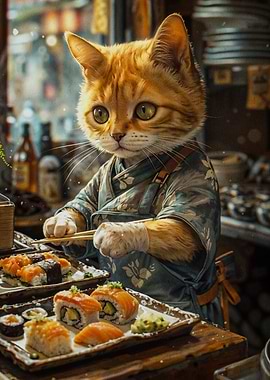 Sushi Cat Chef Japan