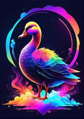 Neon Colorful Goose