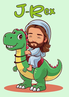 Jesus Riding Dinosaur