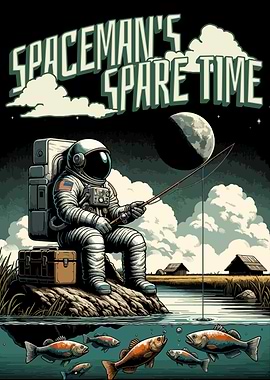 Astronaut Fishing pop art