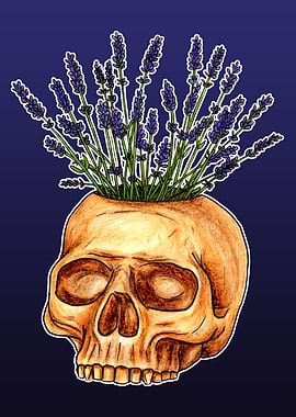 Lavender Skull Vase