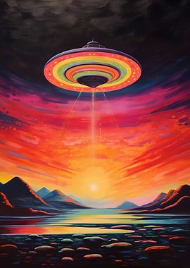 UFO Sunset on the Shore