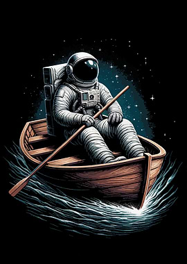 rowing astronaut pop art
