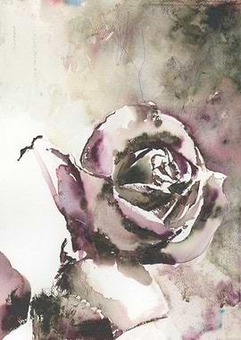 White rose floral artwork