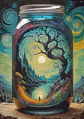 Moonlight glass jar