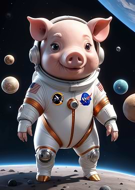 Cute Astronaut pig