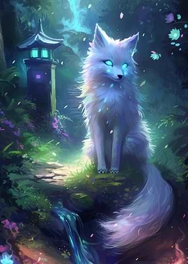 Kitsune Fox White Neon