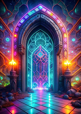 Neon Portal Stained Glass