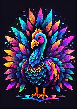 Neon Colorful Turkey