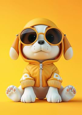 puppy wearing sunglasses