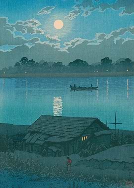 Kawase Hasui Moon Arakawa