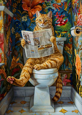 cat goes to the toilet