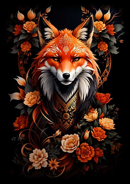 Floral Fox in Shadows