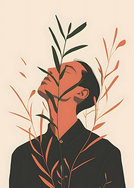 Man Surrounded by Plants