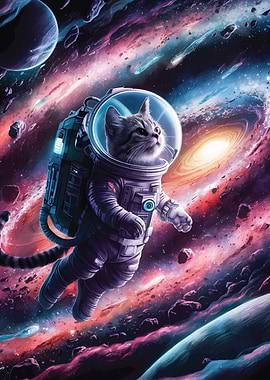 Cat Astronaut Space