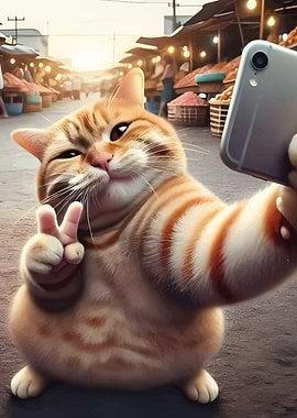 Blissful Cat Selfie