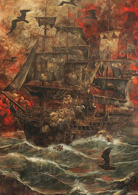 Lone Ship Sails the Ocean