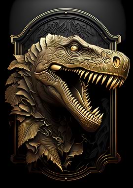 Golden Dinosaur Art Deco