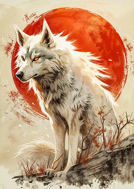 wolf red moon animal