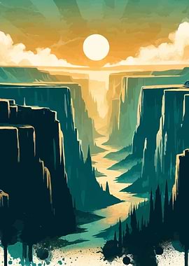 Canyon River Sunset Sky