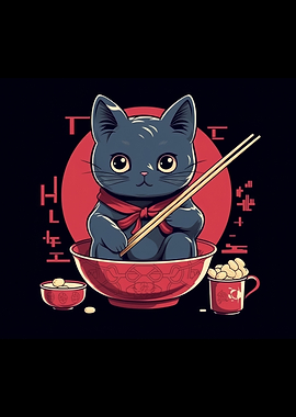 Cat enjoy eating delicious