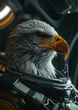 Bald eagle in a space suit